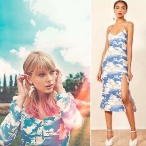Reformation cielo angel print slip dress